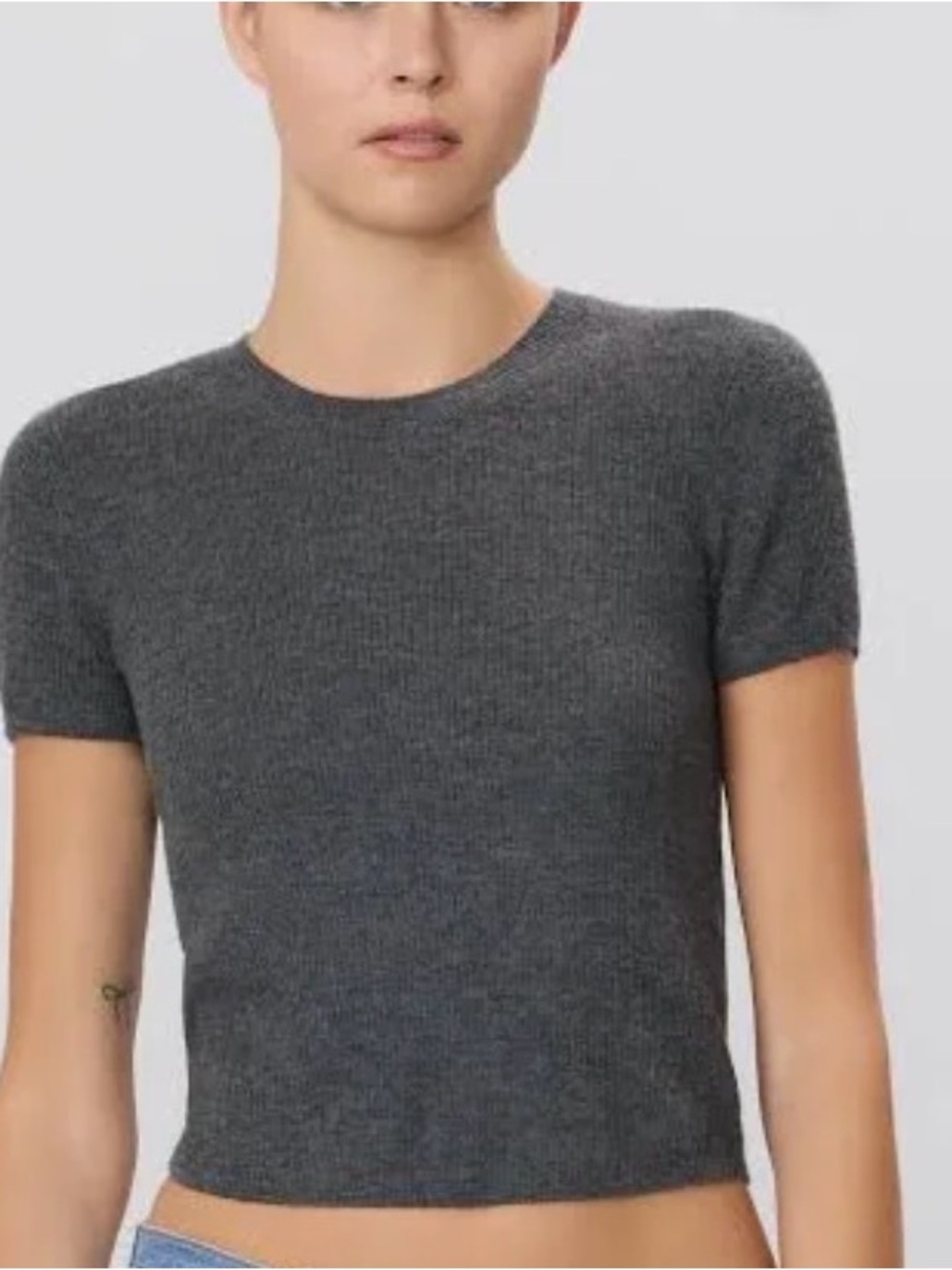 NWT Eterne Rib Stitch Baby Cashmere Tee in Heather Charcoal size m/L
